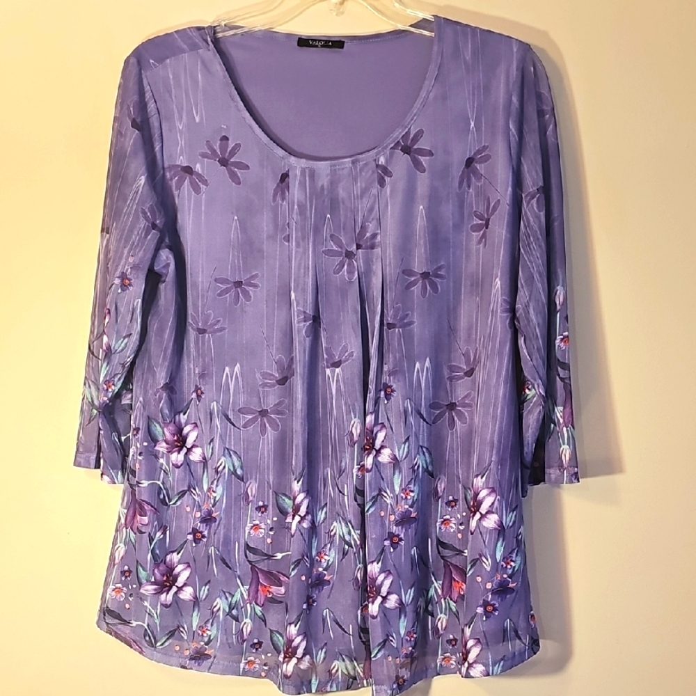 Valolia Purple Floral Women's Top Size XL